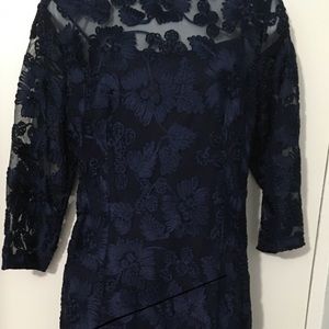 Blue lace Alex evening midi dress size 14 petite